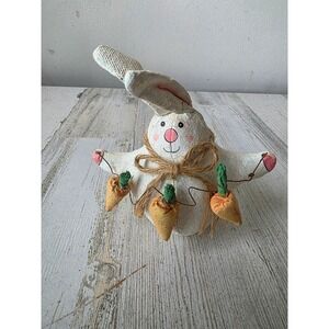 Shabby chic Easter bunny rabbit statue carrots Gardner spring decor vintage cute